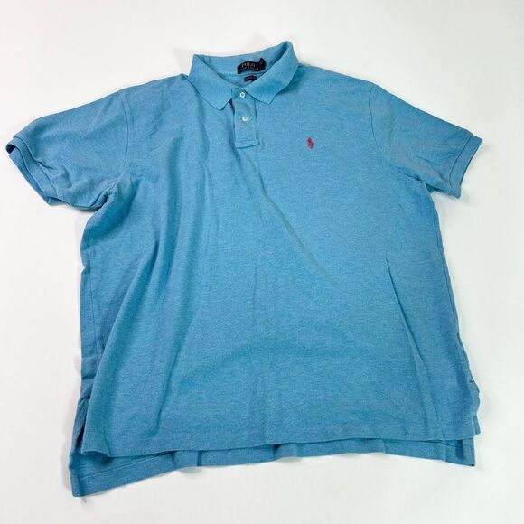 Polo Ralph Lauren Shirt Mens XXL Light Blue Casual Collared Short Sleeve Polo - Picture 1 of 9
